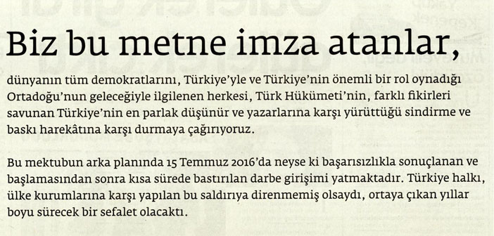 Dünyaca ünlü isimlerin tutuklu yazar ve gazetecilere destek ilanı Cumhuriyet'te